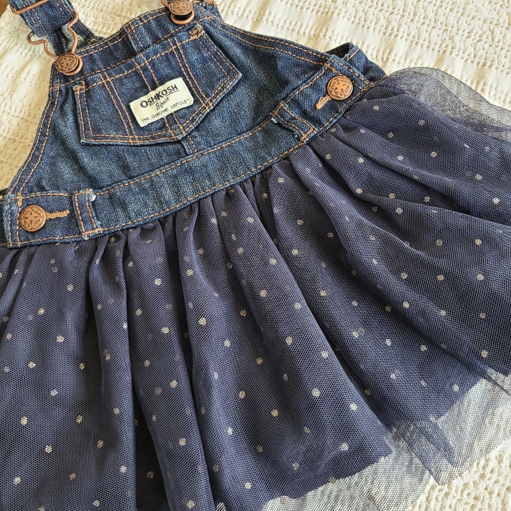 Oshkosh 6 Month Denim and Tulle Overall Dress